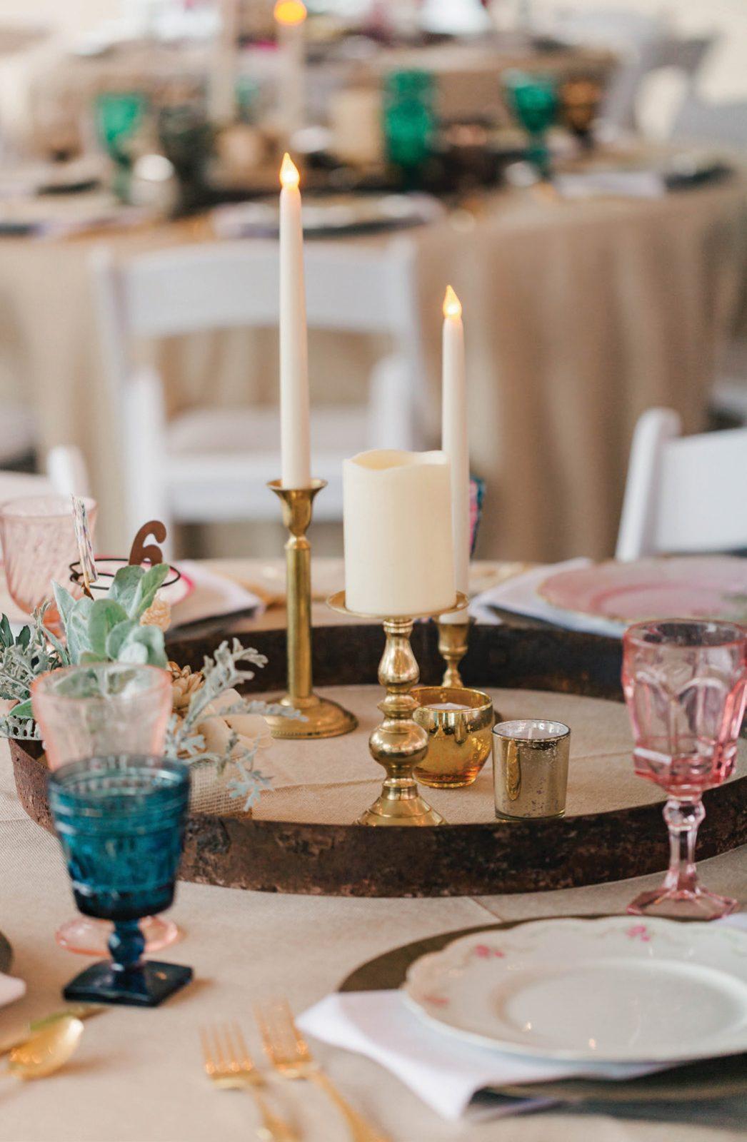 Snohomish Wedding Venue Table Candles Setting