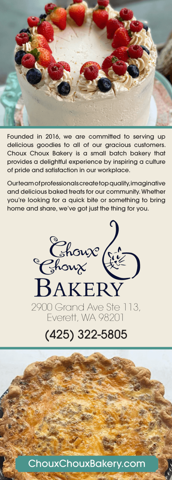 Welcome Magazine Snohomish Summer 2023 Ad Choux Choux Bakery 1