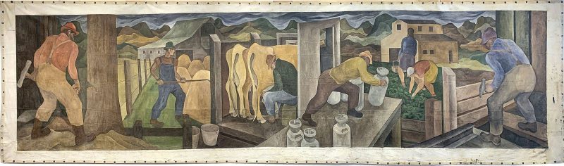 Painting of farm animals and farm