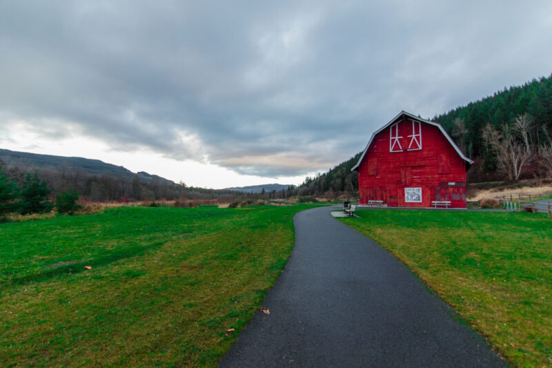 Historic Red Barn stand in memory of Japanese Farming in Snohomish County