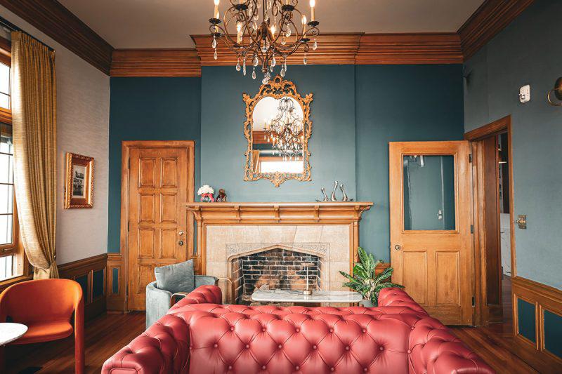 Historic building renovated into a coffee and whiskey house