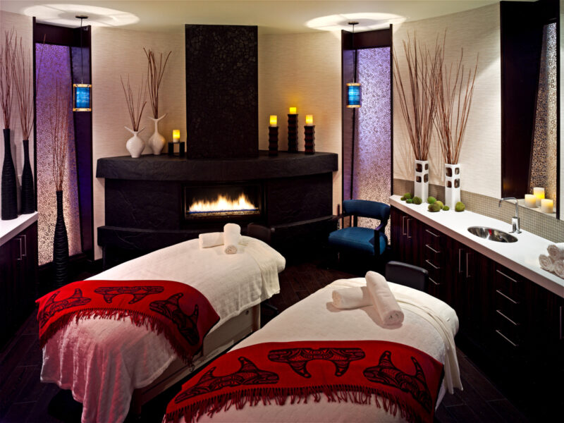 Spa treatment for couples with fireplace at Tulalip Resort and Casino
