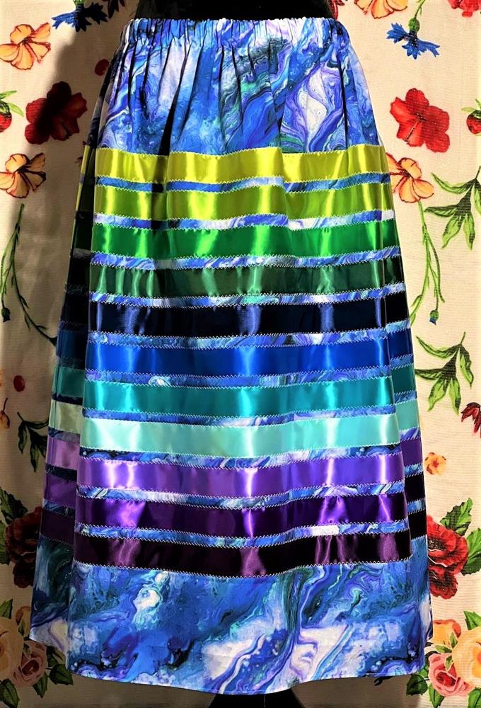 Skirt captures the essence of the Salish sea with its majestic flowing waters