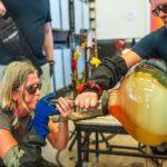 Julie Conway blowing glass at Schack