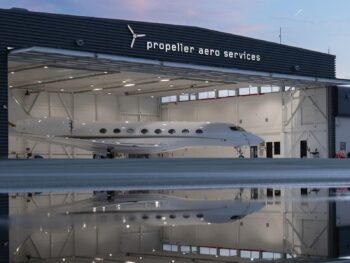 paine field hangar reflection private jet